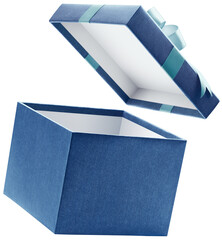 Blue open gift box isolated