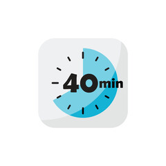 40 minutes on stopwatch icon in flat style. Clock face timer vector illustration on isolated background. Countdown sign business concept.