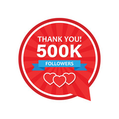 Thank you 500000 followers icon in flat style. Subscription amount vector illustration on isolated background. 500k follower sign business concept.