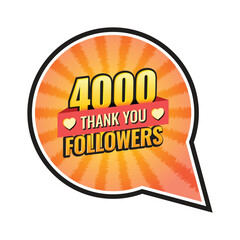 Thank you 4000 followers icon in flat style. Subscription amount vector illustration on isolated background. 4k follower sign business concept.