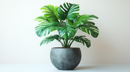 Obraz premium Minimalist Indoor Potted Plant – A Touch of Green for Urban Spaces