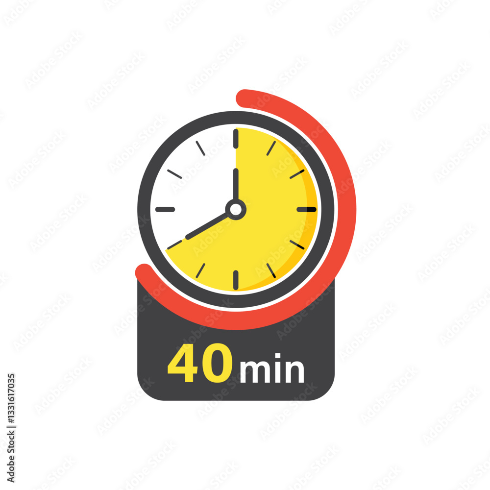 Poster 40 minutes on stopwatch icon in flat style. clock face timer vector illustration on isolated backgro