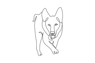 Minimalist line drawing of dog face. Pitbull face - dog  line art vector illustration. Editable stroke.