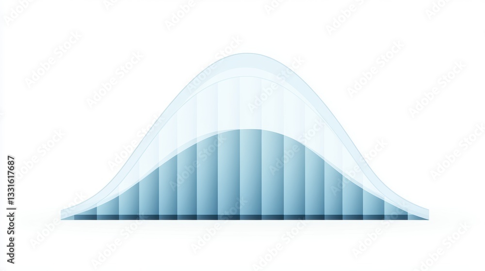Poster a smooth normal distribution curve in shades of blue, representing fluidity and motion, suitable for