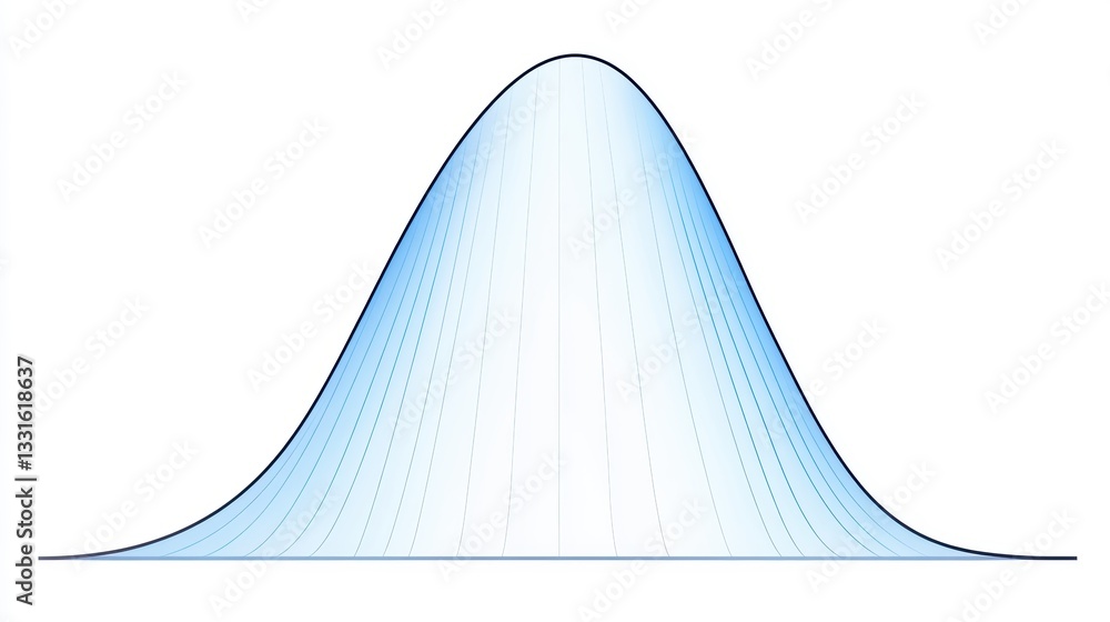Poster a smooth, symmetrical bell curve representing a normal distribution in statistics, often used to ill