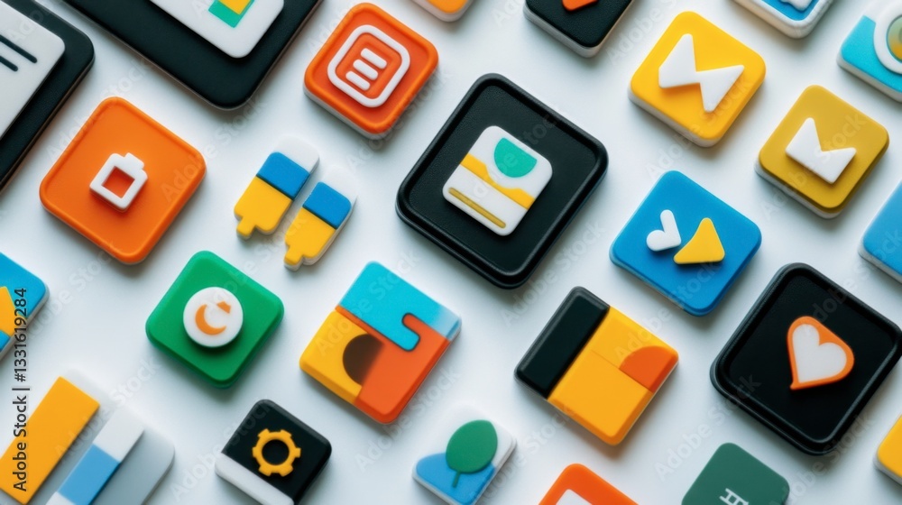 Poster a collection of modern vector icons neatly arranged on a digital workspace.