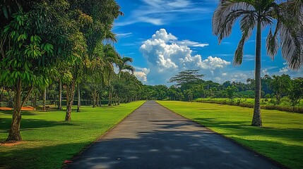 Obraz premium Path of Serenity A Winding Road Through Nature’s Beauty