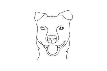 Minimalist line drawing of dog face. Pitbull face - dog  line art vector illustration. Editable stroke.