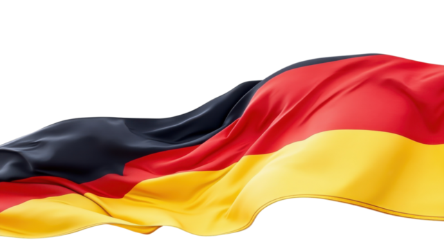 German flag waving gracefully in the wind showcasing its vibrant colors on a sunny day