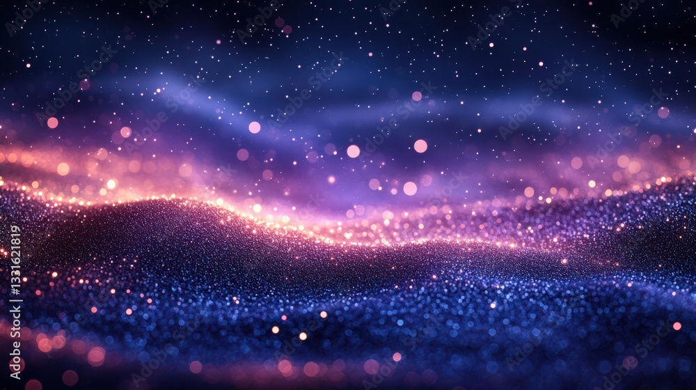 Poster ethereal glittering landscape abstract design with diffused light effects