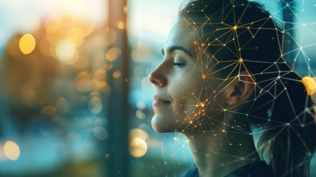 Focus and Clarity: A figure filled with clean, geometric patterns, embodying the clarity of thought and purpose that leads to focused, effective decision-making.
