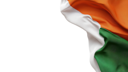 Indian flag waving gently in the breeze showcasing its vibrant colors of saffron, white, and green with deep meaning and history