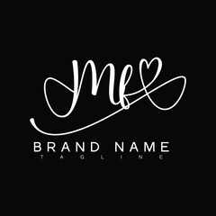 MF Handwritten initial letter with love . MF simple signature vector logo with Hart shape variation, beauty, photography letter logo design. M F