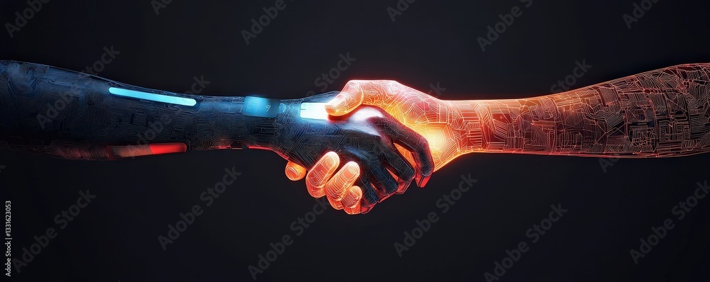 Aufkleber create opportunities growth goal-setting concept. hands shaking with digital effects, representing c