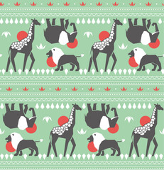seamless pattern of geometric safari animals