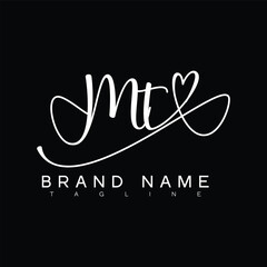 MT Handwritten initial letter with love . MT simple signature vector logo with Hart shape variation, beauty, photography letter logo design. M T