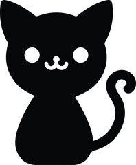 Funny cat vector silhouette in pose