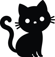 Funny cat vector silhouette in pose
