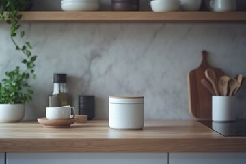 High-quality photo of a kitchen with modern elements, taken in a professional style
