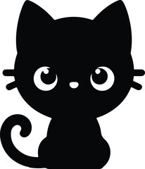 Funny cat vector silhouette in pose