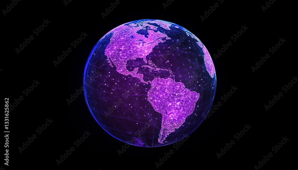 Aufkleber digital earth globe with glowing continents and network connection lines