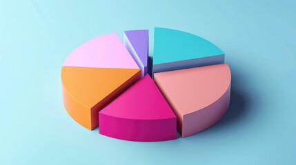 Obraz premium Colorful 3D Pie Chart on Blue Background