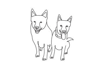 Minimalist line drawing of dog face. Pitbull face - dog  line art vector illustration. Editable stroke.