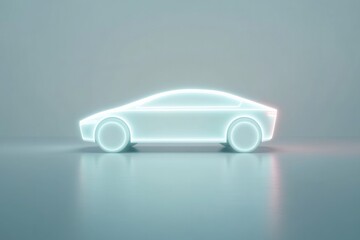 Sleek silhouette of futuristic car illuminated with neon glow, m