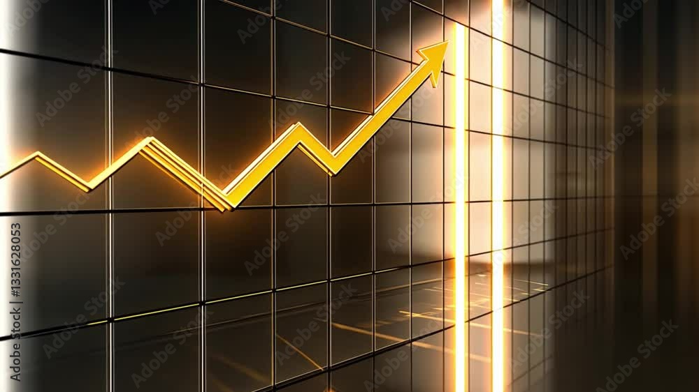 Poster dynamic upward trend graph analyzing growth and success in business finance through statistics and d