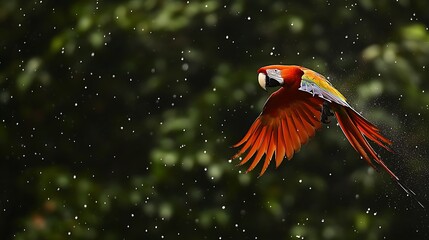 Scarlet Macaw in Flight: A Rain Forest Jewel