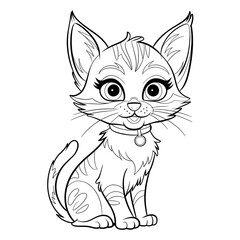 Obraz premium vector illustration of a cat coloring page 