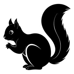 squirrel black silhouette vector, Simple silhouette Design vector icon with white background. Wild animal vector 