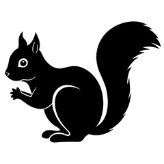 squirrel black silhouette vector, Simple silhouette Design vector icon with white background. Wild animal vector 