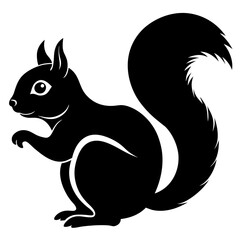 squirrel black silhouette vector, Simple silhouette Design vector icon with white background. Wild animal vector 