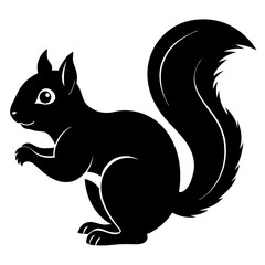 squirrel black silhouette vector, Simple silhouette Design vector icon with white background. Wild animal vector 