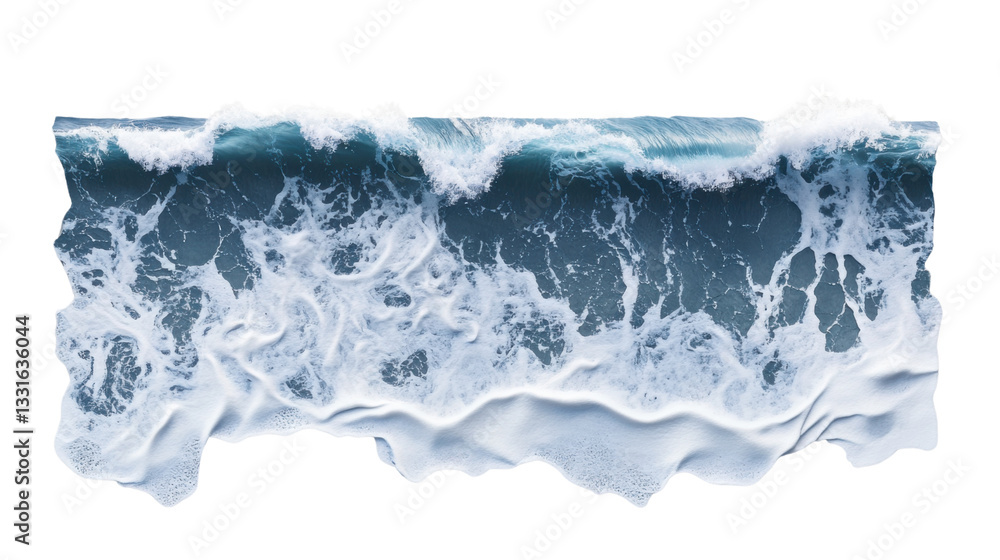 Poster breaking ocean wave with foam and transparent background