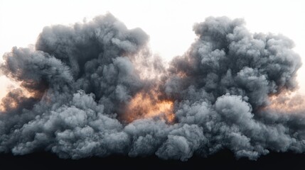 Dark smoke plume explosion background
