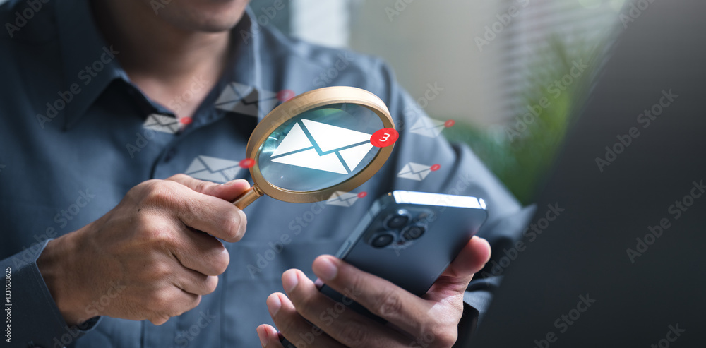 Poster email receive invitation contact. newsletter mail reminder. interface send receive.