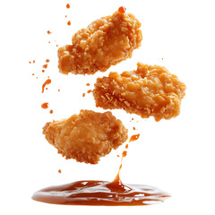 Crispy Chicken Nugget with Dipping Sauce Isolated on Transparent Background