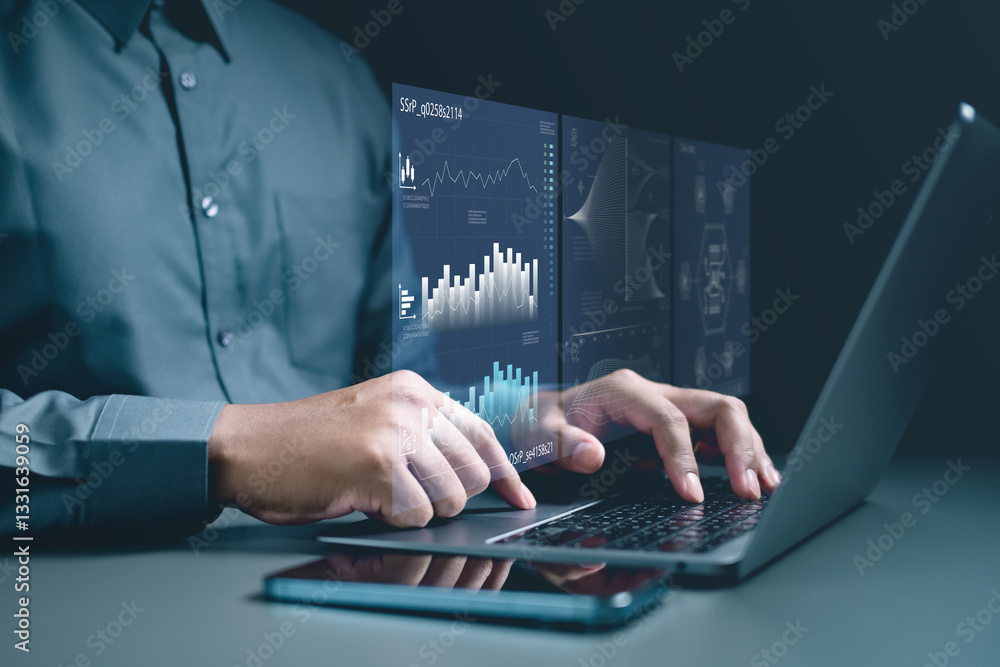 Aufkleber data analysis interface database. analyst information system. business technology research.