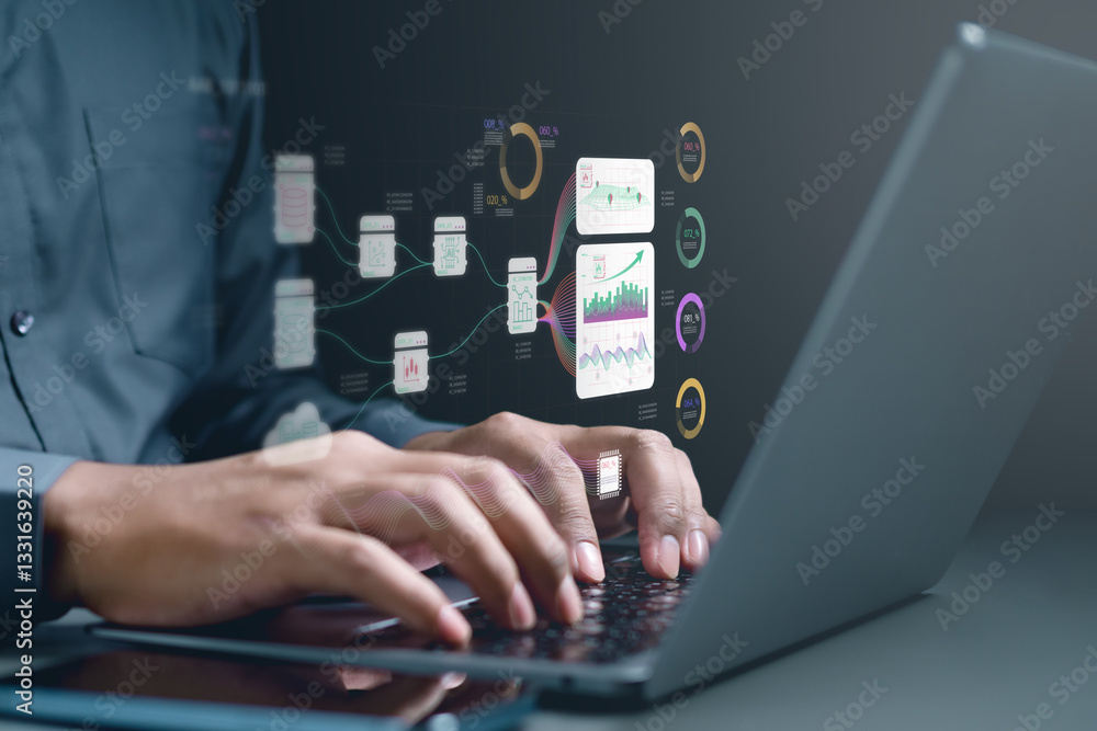 Poster data analysis interface database. analyst information system. business technology research.