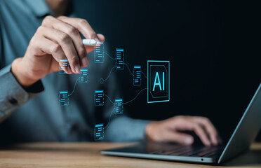 Artificial intelligence analysis algorithm technology. Ai analyst machine learning. Artificial...