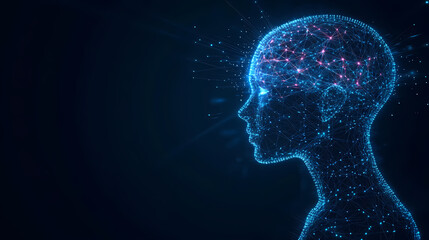 Brain Outline with Neural Connections in Blue and Purple