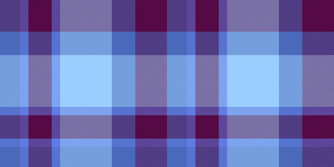 Sheet tartan seamless textile, drapery fabric plaid texture. Elegant check background vector pattern in blue and pink colors.