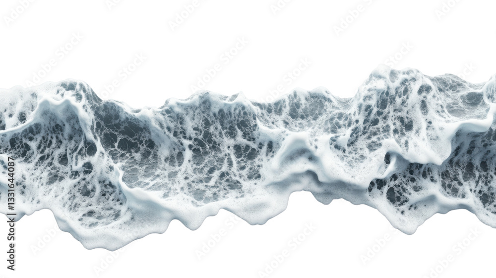 Poster realistic ocean wave with foam splashing and breaking on transparent background