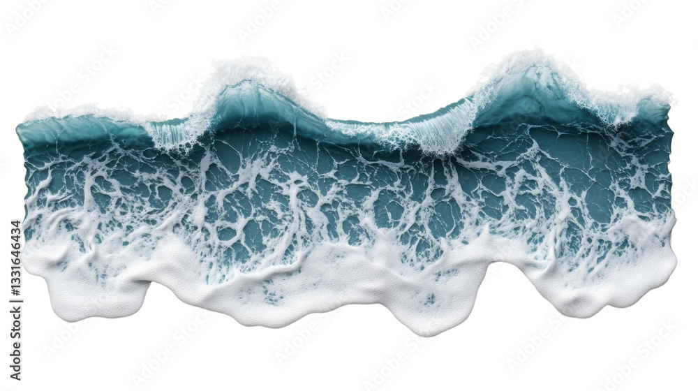 Poster breaking ocean wave with foam and transparent background