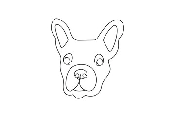 Minimalist line drawing of dog face. Pitbull face - dog  line art vector illustration. Editable stroke.