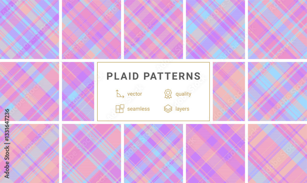 Poster bold check patterns with stripes and textured backgrounds. a perfect collection for scottish or engl
