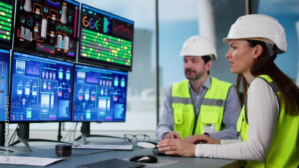 Poster Modern Black Engineer Using SCADA Softwar