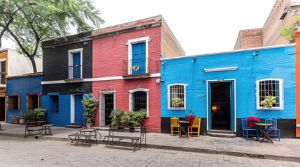Fototapeta premium view of the house decorated with plants